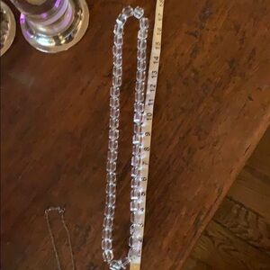 Vintage Lucite square necklace silver beads